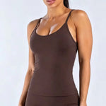 NCLAGEN Women's Pilates Tank Top Gym Clothes Yoga vest with built in bra Thin Strap Seamless Fitness Sportswear Workout Tops