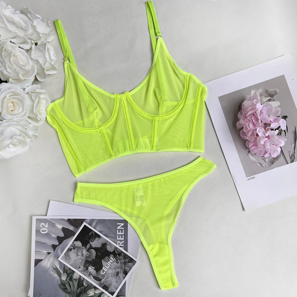 Sexy See-through Mesh Gathered Comfortable Shapewear Set for Women with Nipple Cover Full Body Binding Underwear