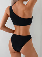 Sexy Black One Piece Swimsuit 2025 Women One Shoulder Hollow Out Backless Slim Swimwear Beach Bathing Suit Holiday Monokini