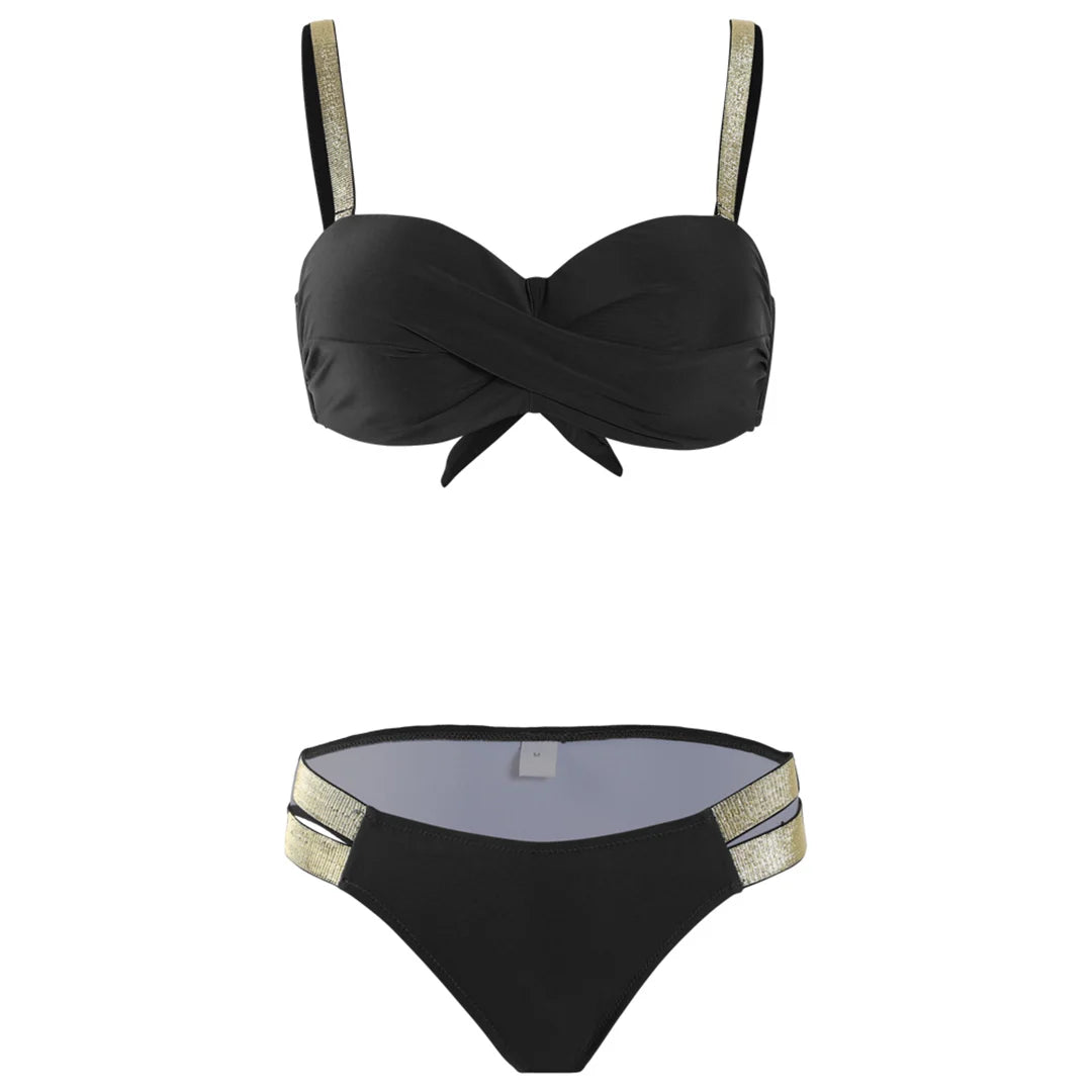 New S - XL Bra Bikini Push Up Swimsuit Female Swimwear Women Two-Pieces Bikini Set With Cup Bather Bathing Suit Swim Lady V2310