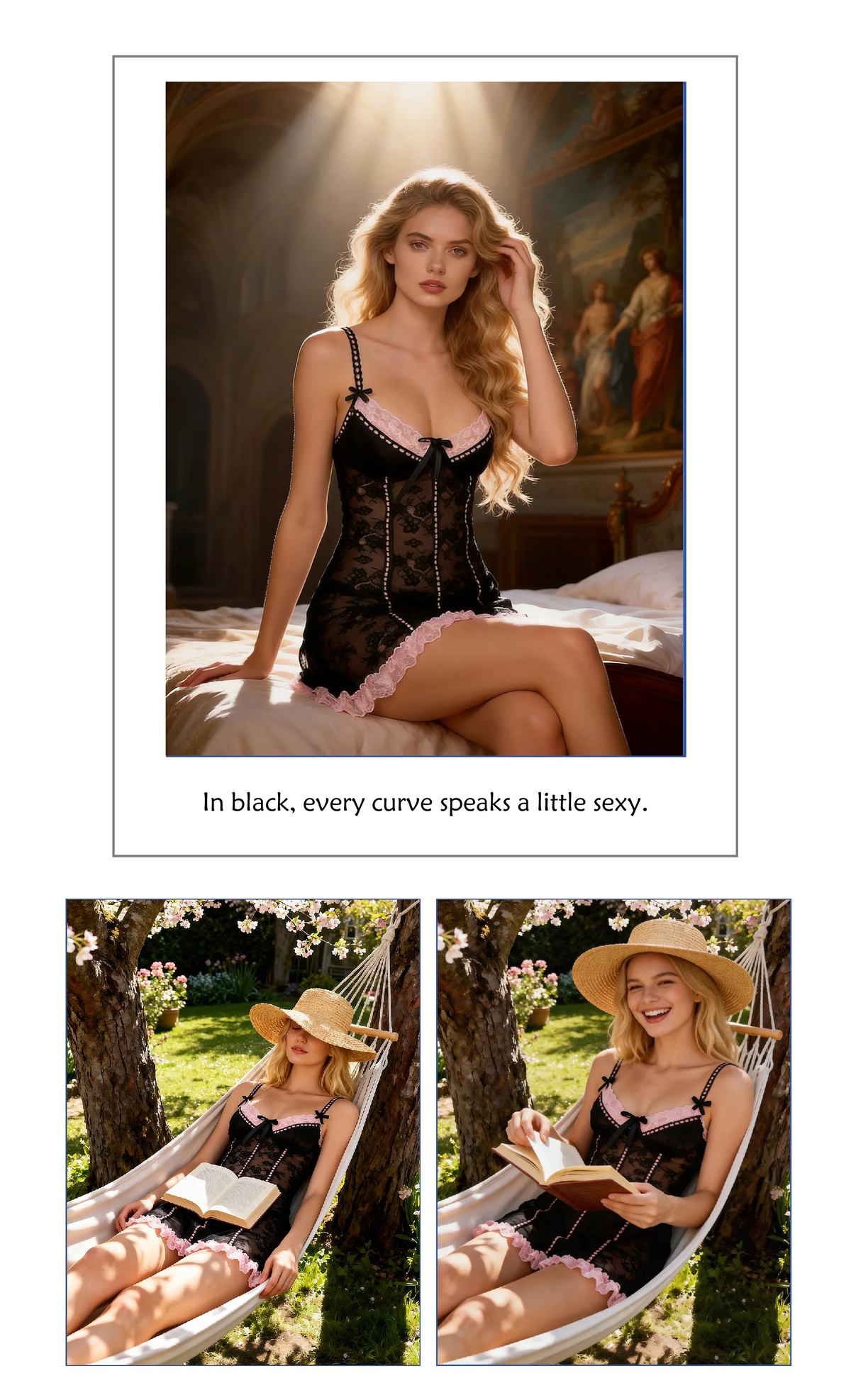 Purple Sexy Lace Ruffled Suspender Babydoll Nightdress for Women Push Up Chemise Sleepwear Lingerie