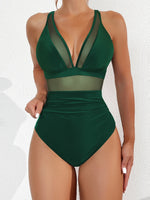 Sexy Black One Piece Swimsuit 2026 Women Mesh Patchwork Transparent Tummy Control Swimwear Bathing Suit See Through Monokini