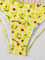 2025 New Women's Black Ground White Dot Printed Swimsuit Halter Neck Low Waist Bikini Set For Summer Female Swimwear Brazilian