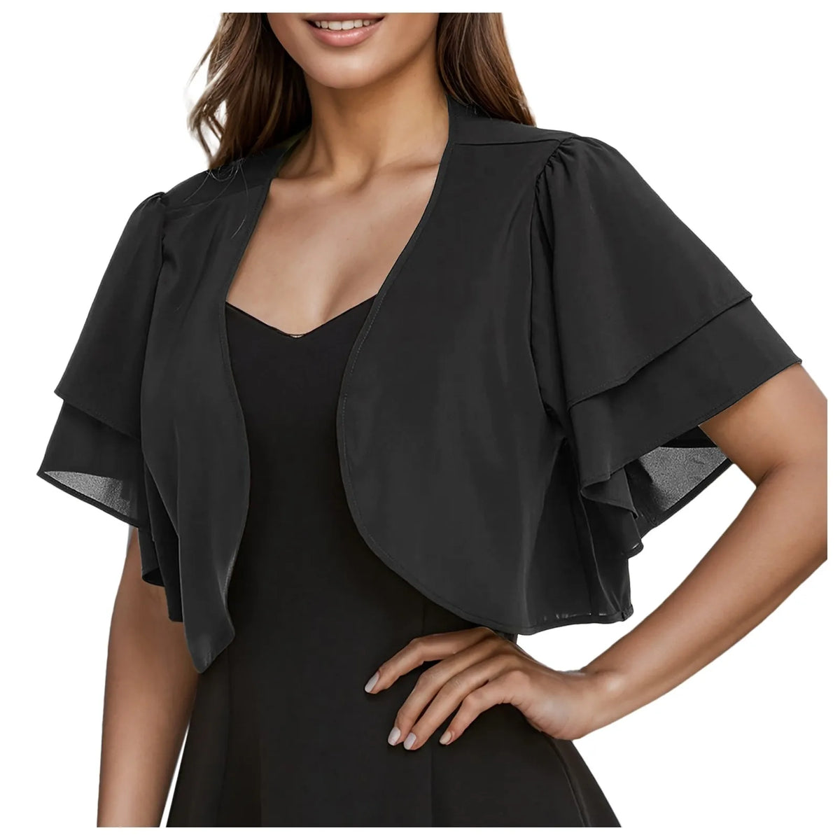 Women’S Short Sleeve Cardigan Chiffon Tops Ladies Open Front Bolero Shrug Crop Top Clothing For Female Plus Size Oversized 2025