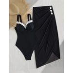 S - XL New 3D Flowers With Skirt Underwired Women Swimwear One Piece Swimsuit Female High Cut Leg Bather Bathing Suit Swim V7865