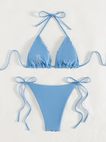 Sexy Sequin Blue Micro Bikini Set Women Shiny Push Up Bra Tie Side Triangle Swimsuit Summer Bathing Suit Holiday Swimwear 2026