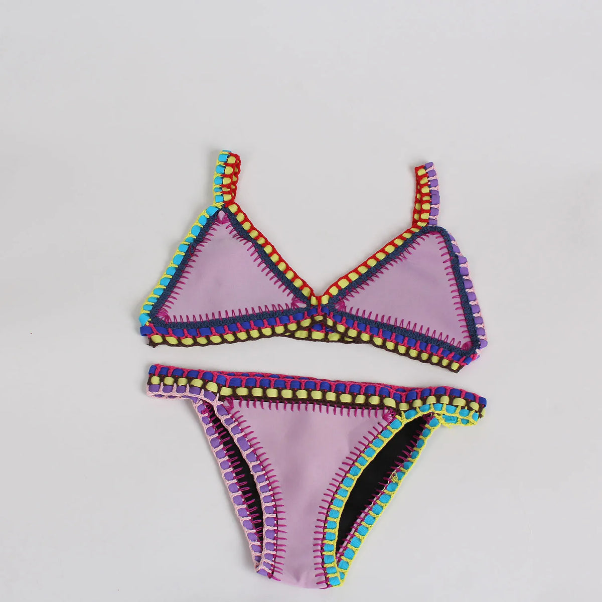 Bikini Crochet 2026 Handmade Knit Patchwork Reversible 2 Piece Swimsuit Women Halter Top Brazilian Bathing Suit Thong Swimwear