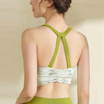 Women's Elegant Printed Yoga Sports Vest Shock Resistant Fitness Outerwear Beautiful Back Cross Shaped Design