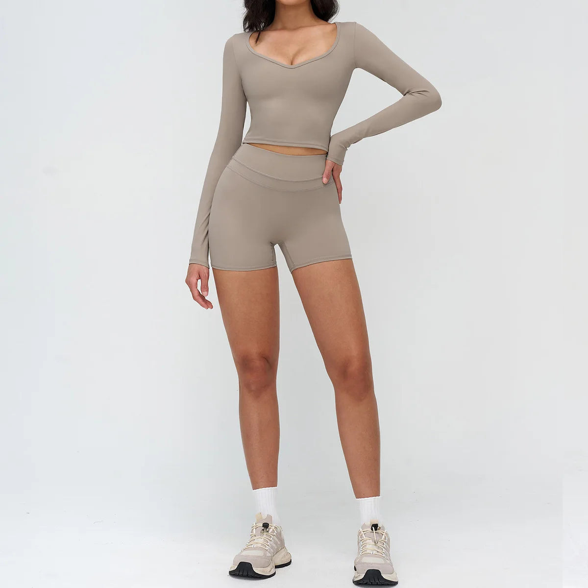 2 Pieces Sportswear Women Yoga Set Gym Clothes Fitness Set Outfit Outdoor Long-Sleeved Shirt Tracksuits Sports Bra Gym Leggings