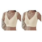 2Pcs/Set Seamless Bras For Women V-neck Non-wire Push Up Bra Comfort Shoulder Straps Padded Underwear M-4XL Intimates
