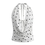 Women Fashionable Cowl Neck Sleeveless Backless Going Out Vest Summer Dot Print Satin Halter Tank Tops