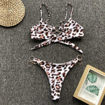Sexy Metal Rings Leopard Brazilian Bikini Female Swimsuit Women Swimwear Two-piece Bikini set Bather Bathing Suit Swim V1441L