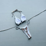 New 2026 Women's Micro Bikini Set Plaid Print Neck Lace-up Backless Biquini Beachwear Sexy Push Up Thong Low WaistBathing Suit