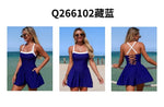 Vintage Black Patchwork Skirt One Piece Swimsuit 2026 Women Back Bandage Cross Pocket Swimwear Beach Bathing Suit Slim Monokini