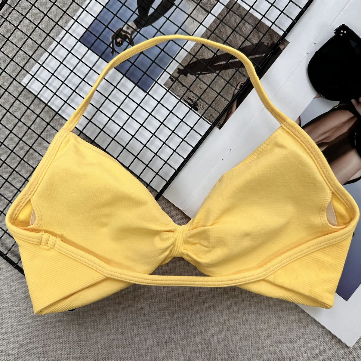 Seamless Sexy Open Back Gym Yoga Crop Top Women Halter Sports Bra Push Up Strappy Padded Workout Tank Tops