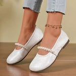 Slip-on Round Toe Pearl Women's Flat Mary Jane Shoes Trend High Quality Fashion Korean Style Social Casual Ladies Footwear