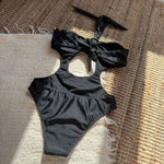 2025 New Color-Block Floral Pattern Trim One-Piece Slim Tie Hollow Out Swimsuit Sexy Backless Bathing Suit Trajes De Baño