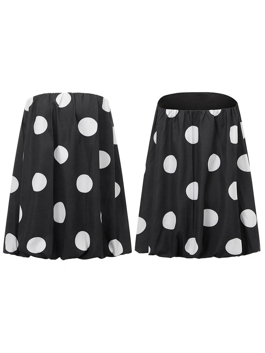 Women Mini Dress Dot Print Backless Tube Dress Summer Party Fashion Casual Strapless Dress