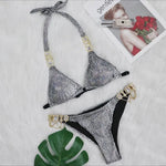 8 Colors Sexy Bikini Women Swimwear Swimsuit Shiny Crystal Diamond Chain Bathing Suit Beach Bikinis Set Female Push Up Biquinis