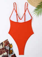 2026 Sexy Solid Swimsuit One Piece High Cut Swimwear Women V neck Backless Bathers Bathing Swimming Swim Suit Female Beachwear