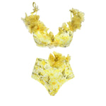 New 2Pcs Ruffle Swimsuit Women Sexy Bikini Strappy Swimwear Floral Bikini Push Up Biquini Female Bathingsuit Slimming Beachwear