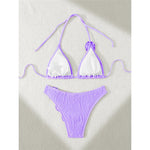 3D Flowers Halter Wrinkled Brazilian Bikini Women Swimwear Female Swimsuit Two-Pieces Bikini Set Bather Bathing Suit Swim V5559