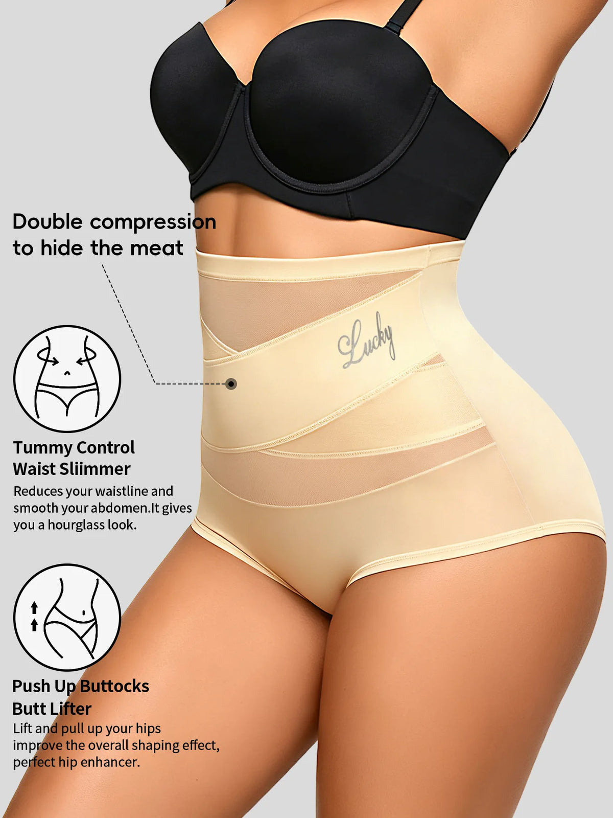 1Pcs High-waist Mesh Tummy-reducing Shaping Underwear, Women's Buttock-raising Shaping Triangle Underwear