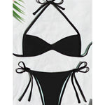 XS - L Halter High Leg Cut Bikini Female Swimsuit Women Swimwear Two-Pieces Bikini Set Strappy Bather Bathing Suit Swim V8276
