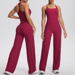 Yoga Set 2PCS Women Tracksuit Nude Feeling Workout Sets Gym Clothes Push Up Fitness Running Sportswear Sport Vest Leggings Suit