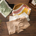 3Pcs/Set Ice Silk Boyshort Women Low Waist Panties Female Underpants Solid Color Lace Underwear Sexy Lingerie M-XL Boyshorts