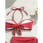 3PCS With Sarong Metal Star Halter Bikini Female Swimsuit Women Swimwear Three-Pieces Bikini Set Bather Bathing Suit Swim V7042