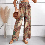Women's 2026 Summer Versatile Printed Elastic Waist Wide Leg Pants