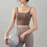 Women's yoga sports bra, small camisole vest integrated fixed gathering sports and fitness bra