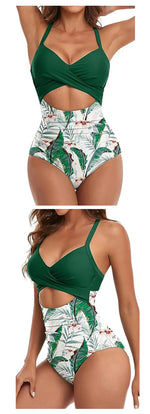 Leopard One Piece Swimsuit 2024 New Halter Push Up Swimwear Women Swimsuit Bathing Suit Beachwear Monokini Female Swimming Suits