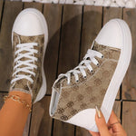 Fashion Flower Embroidery Canvas Shoes Women Spring Autumn Lace Up High Top Canvas Shoes Woman Round Toe Flats Sneakers Female