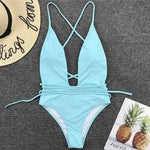 Sexy Deep V Neck Wrap Around Female Swimwear One Piece Swimsuit Women Backless Monokini High Leg Cut Bathing Suit Swim Beachwear