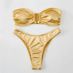 Sexy U Shaped Bandeau Bikinis Sets Mujer Strapless Swimwear Women Gold Swimsuit Bathing Suit Biquinis Brazilian Bikini Swim 2026