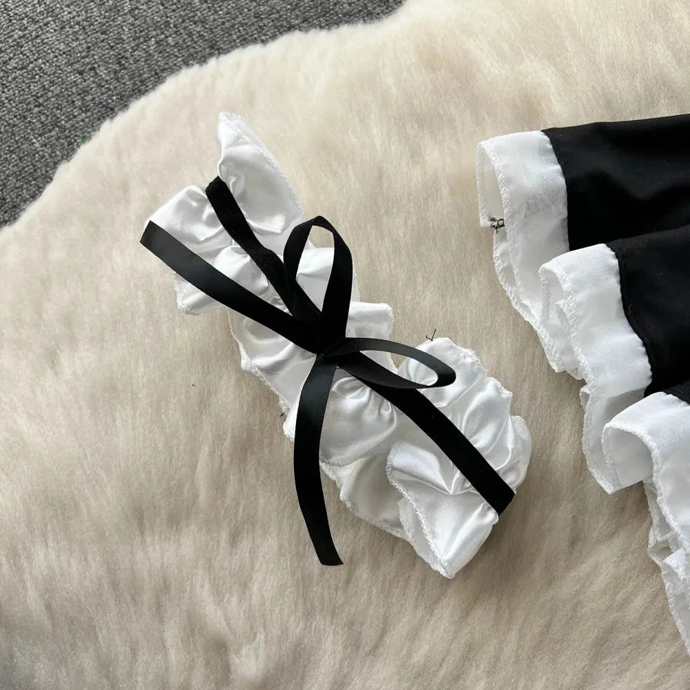 Women's Sexy Bow Lace-Up Sensual Dress Set Fashion Uniform - Trendy Comfortable Dress Ensemble for Adults New