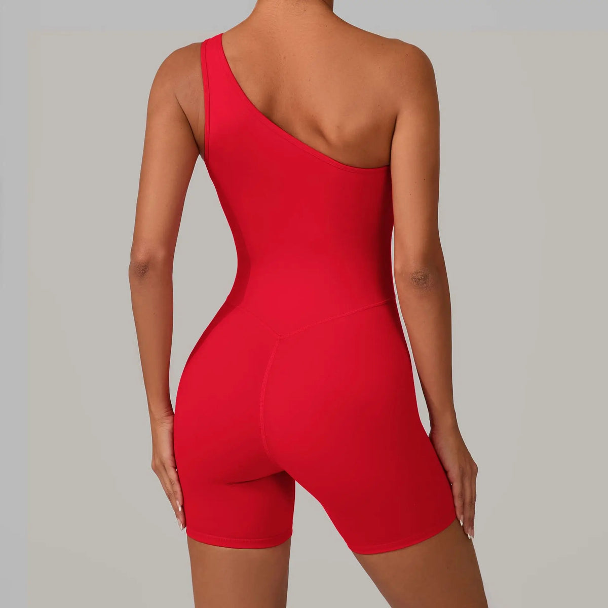Summer One Shoulder Yoga Short Jumpsuit Women Sexy Cut Out Backless Scrunch Booty One Piece Suit Gym Workout Fitness Clothes