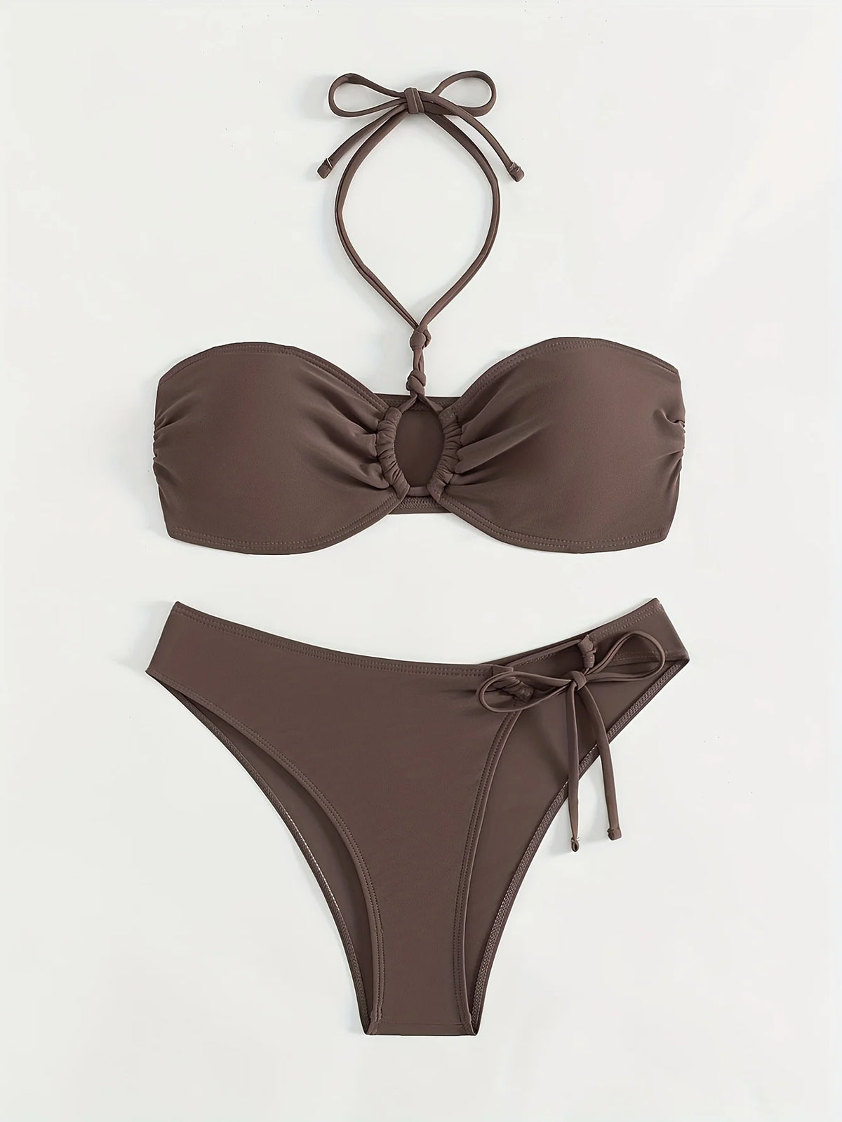 ZTVitality Sexy Solid Bikini Set 2024 New Arrival Biquini Padded Bra Halter Bandage Swimsuit Women Swimwear Summer Bathing Suit