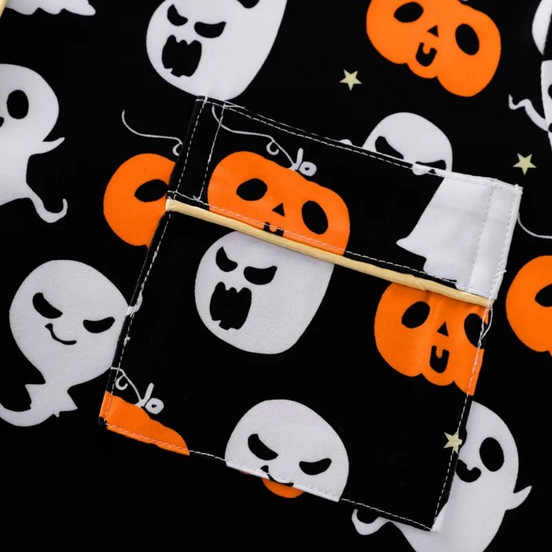 Women Halloween Pajamas Lounge Set Pumpkin/Skull Print Long Sleeve Tops and Pants 2 Piece Loungewear Outfits Clothes for Women