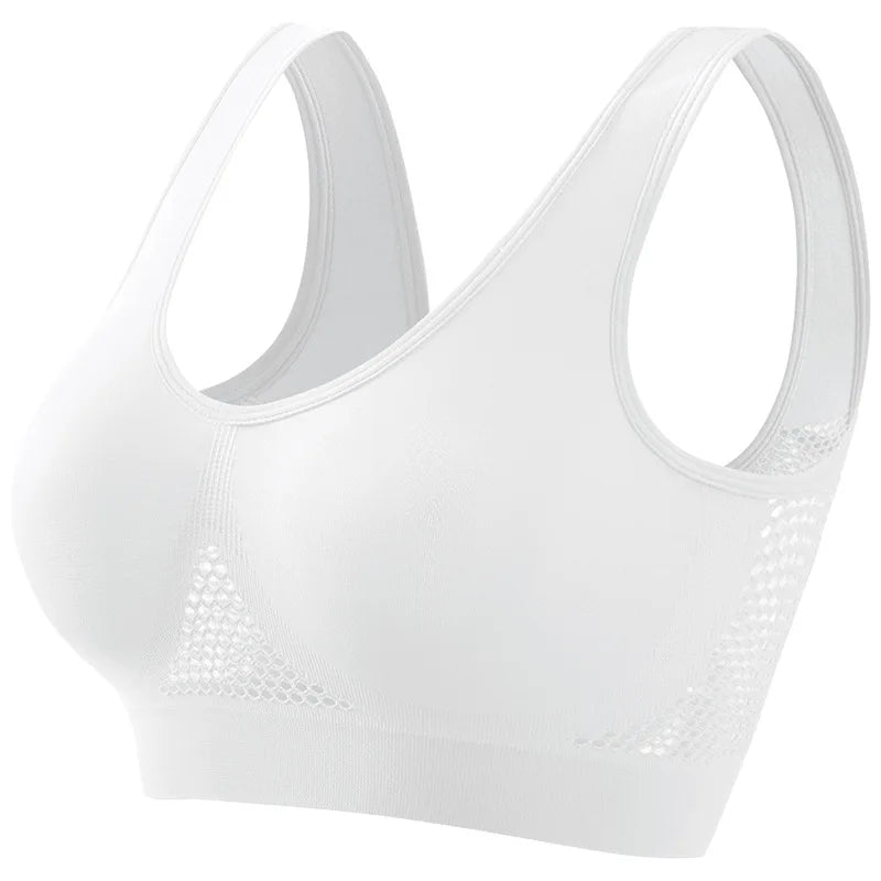 Women Mesh Panel Seamless Tank Bra Sports Wireless U Back V-Neck Vest Style Bralette Sexy Lingerie Multi Colors Intimates S-5XL