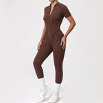 With Zipper Hollow Back Yoga Jumpsuit Sportswear Women Gym Clothes Running Fitness Yoga Backless Bodysuit