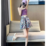 Summer Oil Painting Floral Shorts for Women Casual Wide Leg Shorts Large Siz Loose Floral Print Shorts Elastic Band Casual Pants