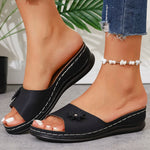 Lightweight Wedges Slippers Women 2025 Summer Flower Decor Thick Sole Sandals Woman Plus Size 36-43 Platform Beach Flip Flops
