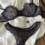 French Ultra Thin Lingerie Set Sexy Lace Floral Prints Bra Fashion Women Underwear Mesh Breathable Intimates Bras and Thong Sets