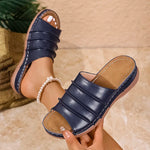 White Pu Leather Platform Sandals Women Lightweight Plus Size 36-43 Beach Sandles Woman 2025 Summer Wedges Slippers Female