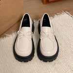2025 Bowknot Decor Platform Loafers Women Fashion High Heel Jk Pu Leather Shoes Woman Korean Slip On Thick Sole Shoes Female