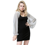 Women's Chiffon Puff Sleeve Cropped Shrug Sheer Open Front Bolero Cardigan Party Wedding Top Summer Beach Cover Ups Arm Sleeves