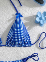 Sexy Micro Bikini 2024 Gingham Print Swimsuit Female Swimwear Women Strings Thong Bikinis Set Bather Beachwear Bathing Suit Pool